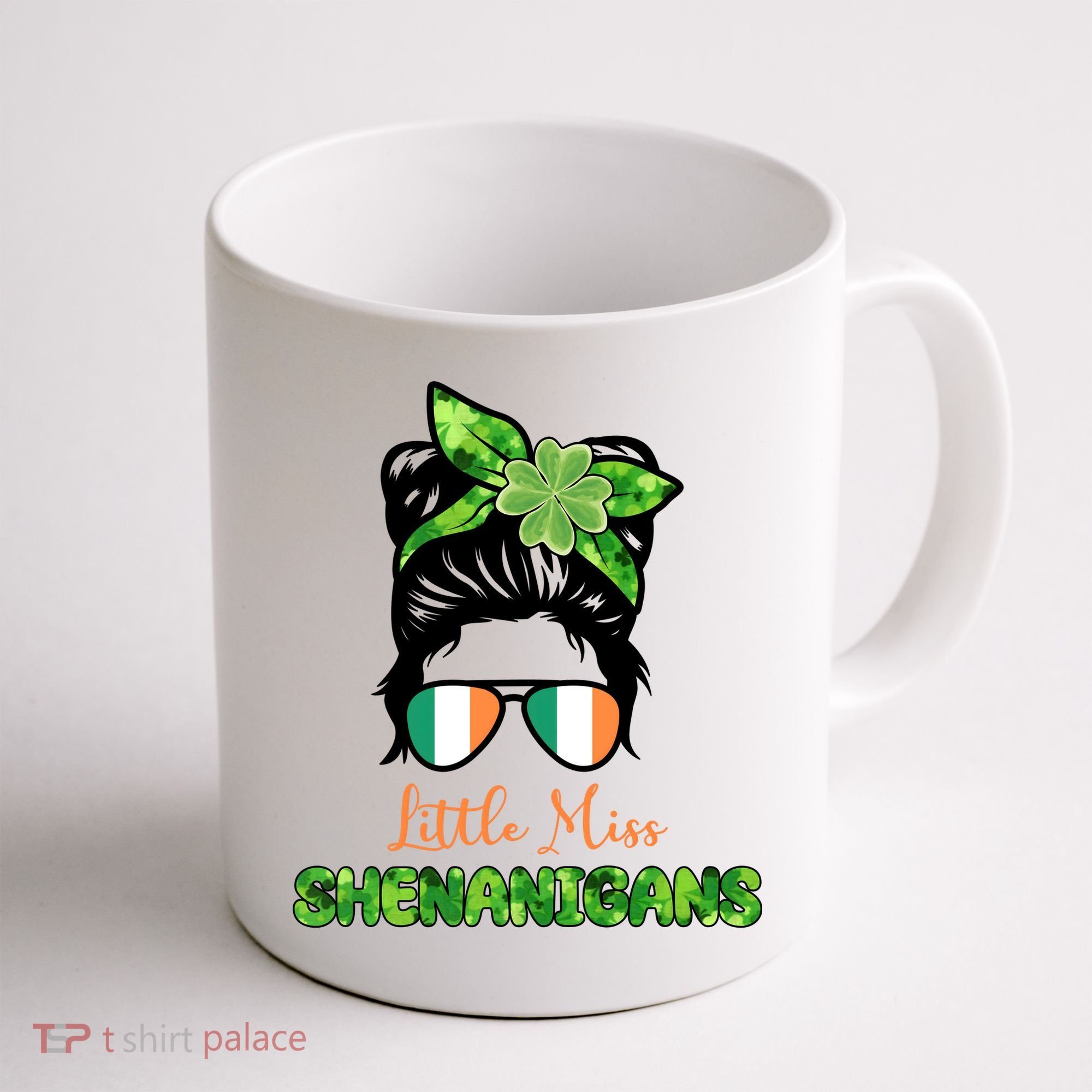 Little Miss Shenanigans Hair Bun St Patrick's Day Coffee Mug