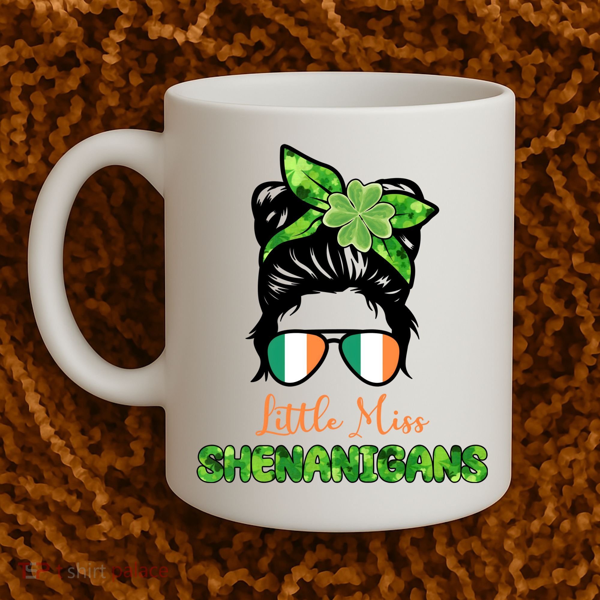Little Miss Shenanigans Hair Bun St Patrick's Day Coffee Mug