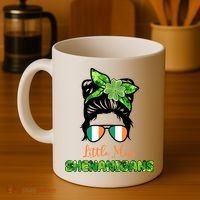 Little Miss Shenanigans Hair Bun St Patrick's Day Coffee Mug thumb 4