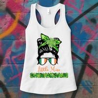 Little Miss Shenanigans Hair Bun St Patrick's Day Women's Tank Top thumb 3