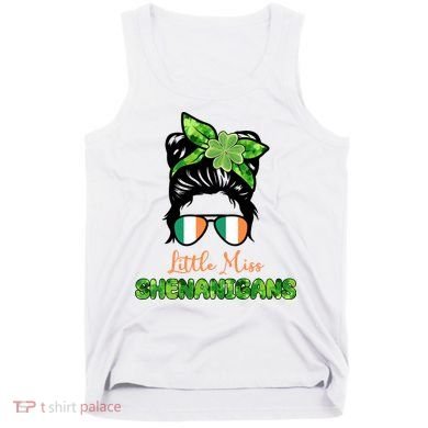 Little Miss Shenanigans Hair Bun St Patrick's Day Tank Top