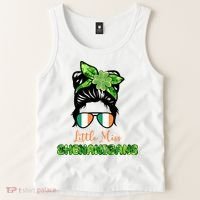 Little Miss Shenanigans Hair Bun St Patrick's Day Tank Top thumb 2