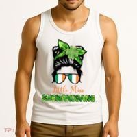 Little Miss Shenanigans Hair Bun St Patrick's Day Tank Top thumb 3