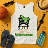 Little Miss Shenanigans Hair Bun St Patrick's Day Tank Top thumb 4