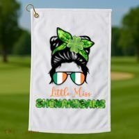 Little Miss Shenanigans Hair Bun St Patrick's Day Golf Towel thumb 1