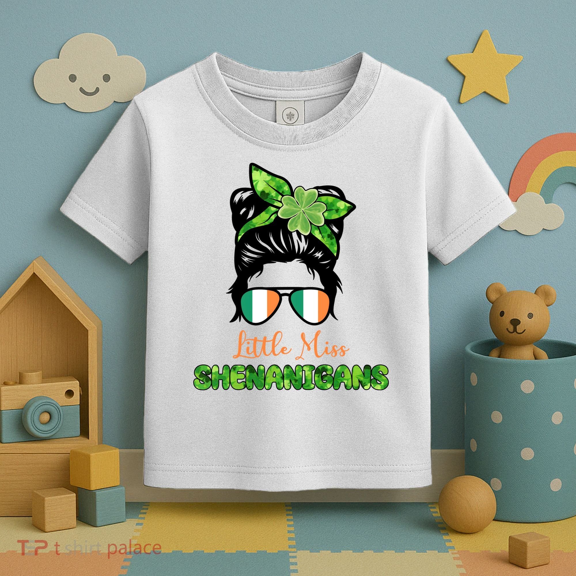 Little Miss Shenanigans Hair Bun St Patrick's Day Toddler T-Shirt
