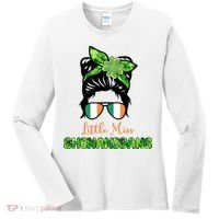 Little Miss Shenanigans Hair Bun St Patrick's Day Women's Long Sleeve Shirt thumb 0