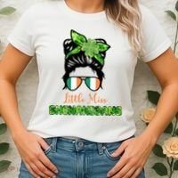 Little Miss Shenanigans Hair Bun St Patrick's Day Women's T-Shirt thumb 2