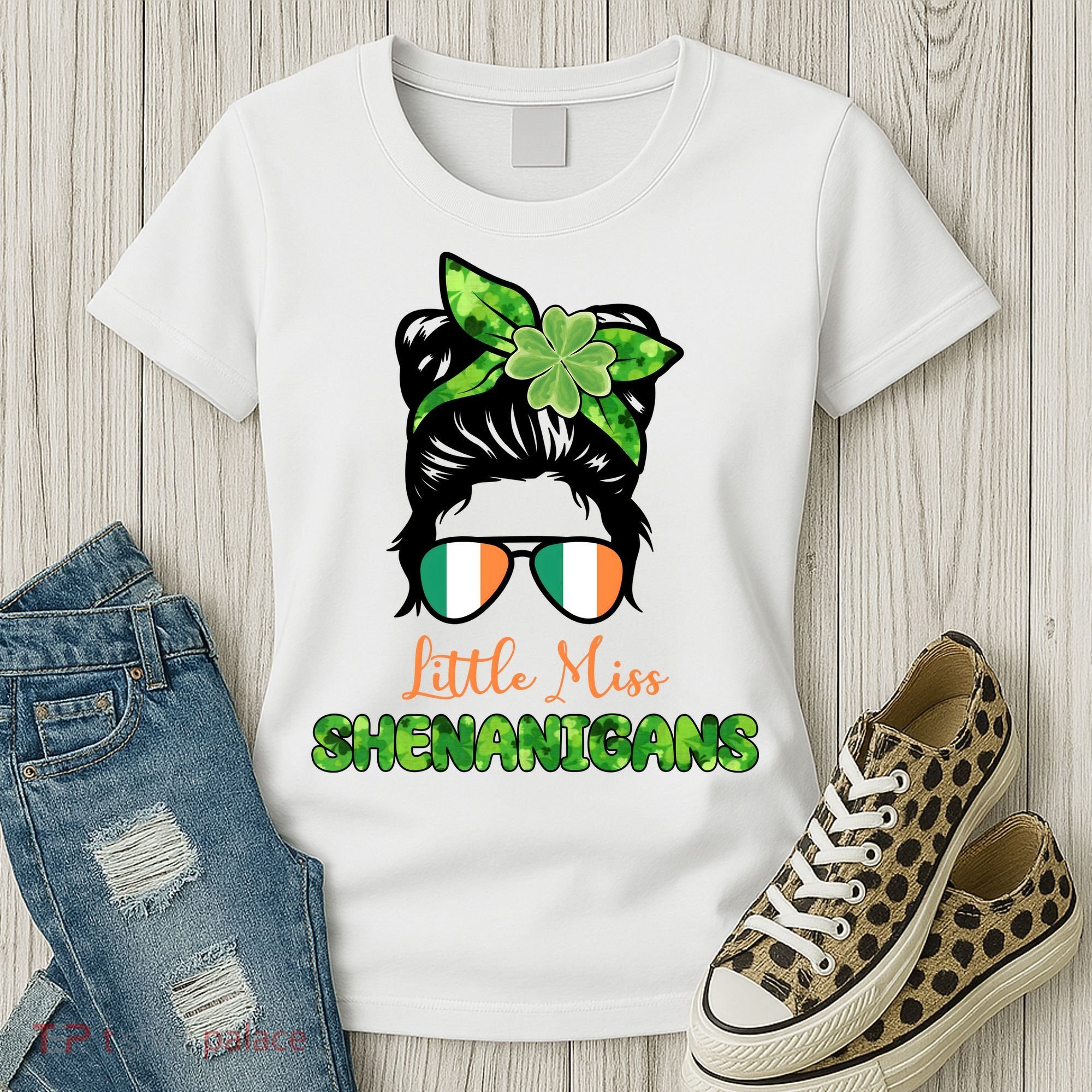 Little Miss Shenanigans Hair Bun St Patrick's Day Women's T-Shirt