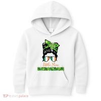 Little Miss Shenanigans Hair Bun St Patrick's Day Kids Hoodie thumb 0