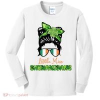 Little Miss Shenanigans Hair Bun St Patrick's Day Kids Long Sleeve Shirt thumb 0