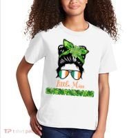 Little Miss Shenanigans Hair Bun St Patrick's Day Kids T-Shirt thumb 2