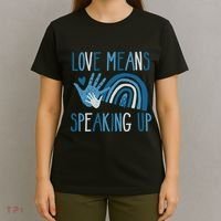 Love Means Speaking Up National Child Abuse Prevention Month Mental Health T-Shirt thumb 4