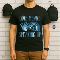 Love Means Speaking Up National Child Abuse Prevention Month Mental Health T-Shirt thumb 6