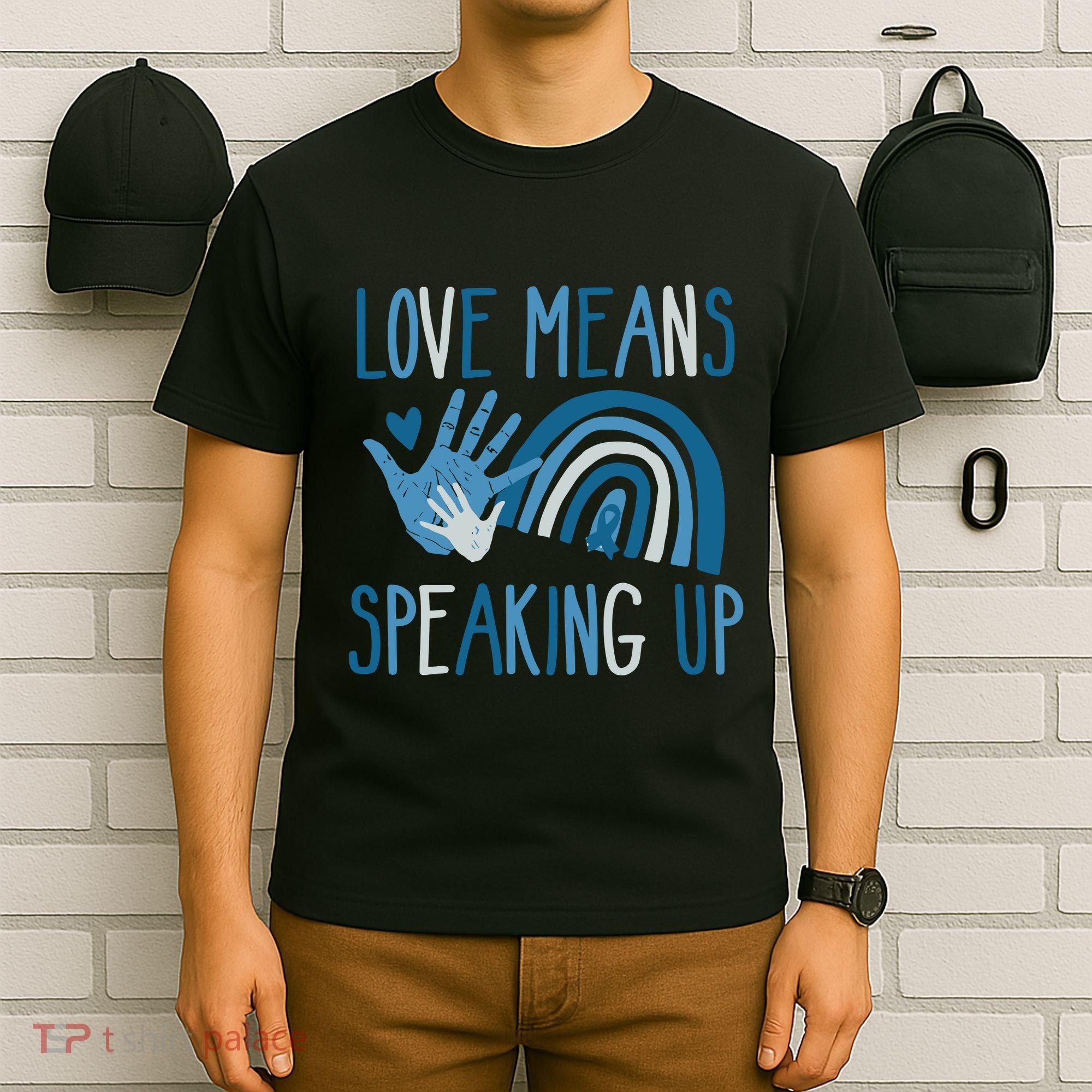 Love Means Speaking Up National Child Abuse Prevention Month Mental Health T-Shirt