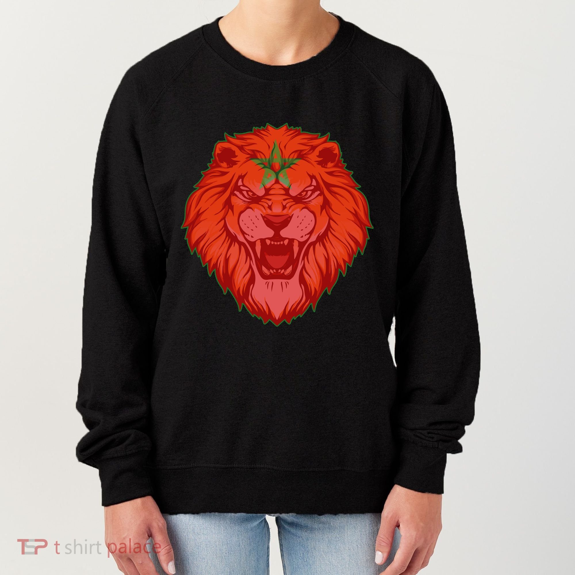 Lion Moroccan Soccer Supporter Morocco Flag Soccer Lover Gift Women's Sweatshirt