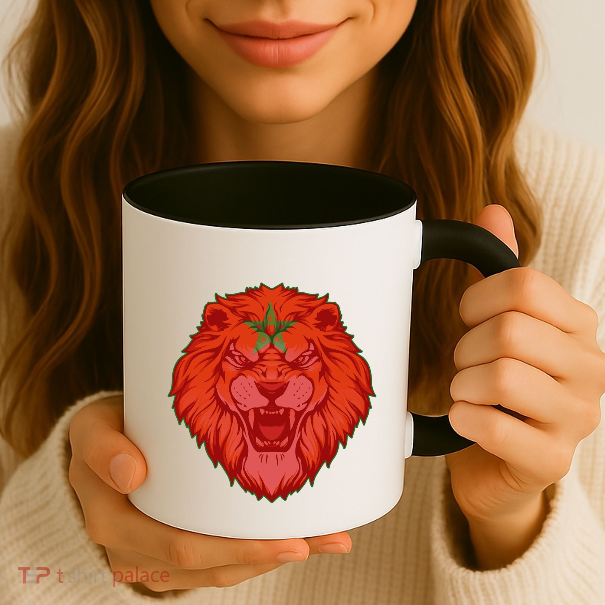 Lion Moroccan Soccer Supporter Morocco Flag Soccer Lover Gift Coffee Mug