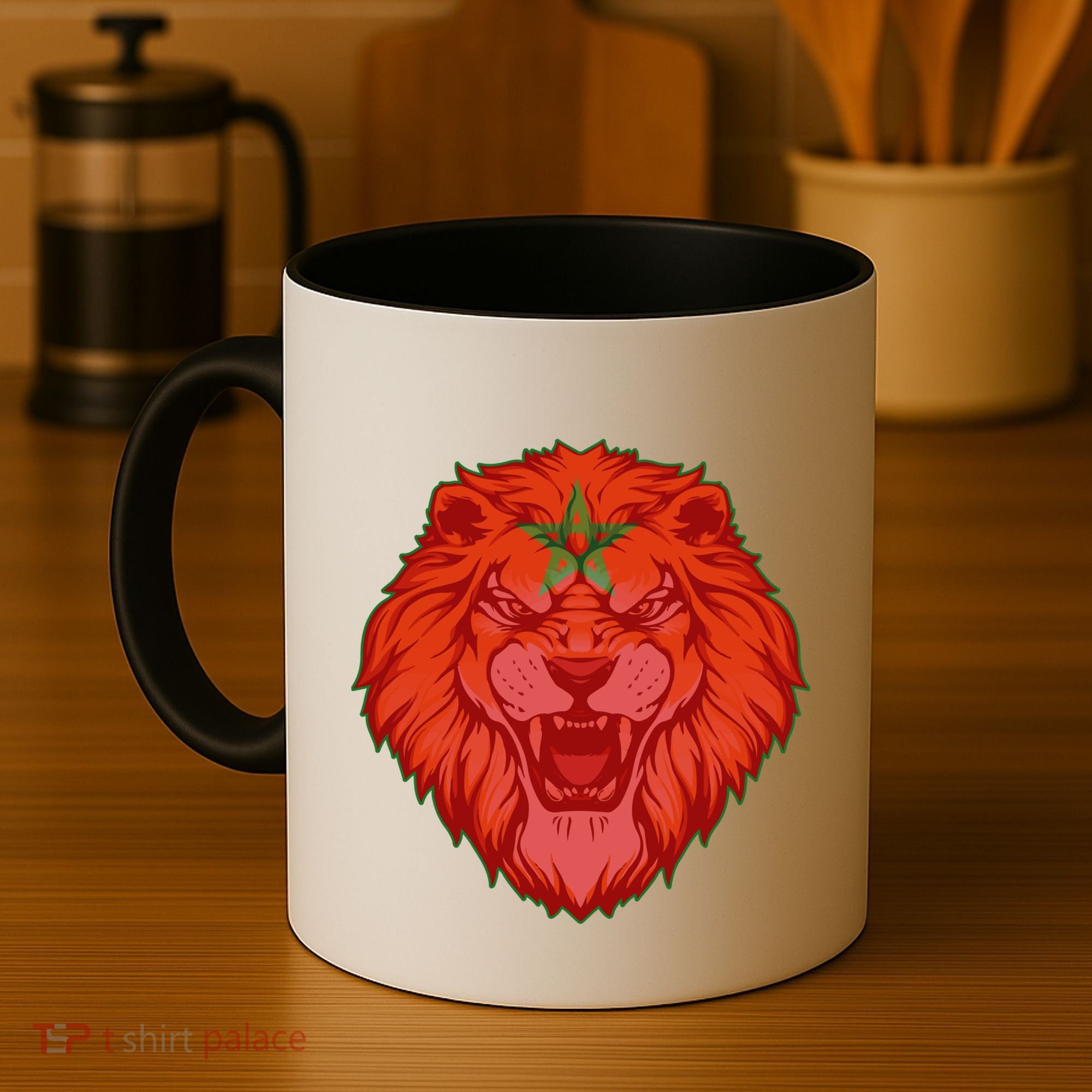 Lion Moroccan Soccer Supporter Morocco Flag Soccer Lover Gift Coffee Mug