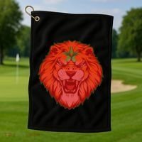 Lion Moroccan Soccer Supporter Morocco Flag Soccer Lover Gift Golf Towel thumb 1