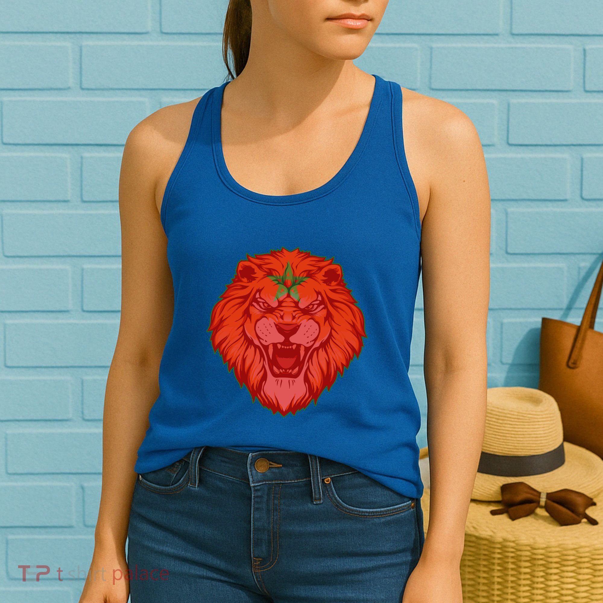 Lion Moroccan Soccer Supporter Morocco Flag Soccer Lover Gift Women's Tank Top