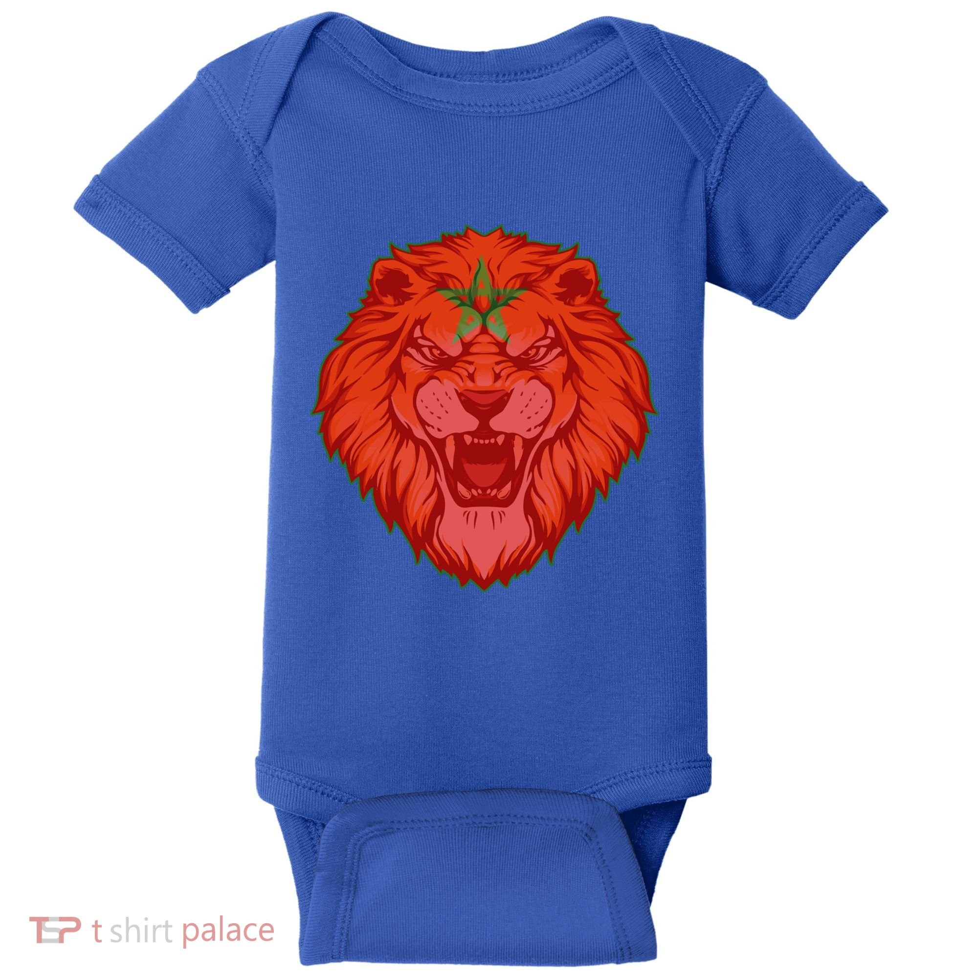 Lion Moroccan Soccer Supporter Morocco Flag Soccer Lover Gift Baby Bodysuit