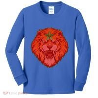 Lion Moroccan Soccer Supporter Morocco Flag Soccer Lover Gift Kids Long Sleeve Shirt thumb 0