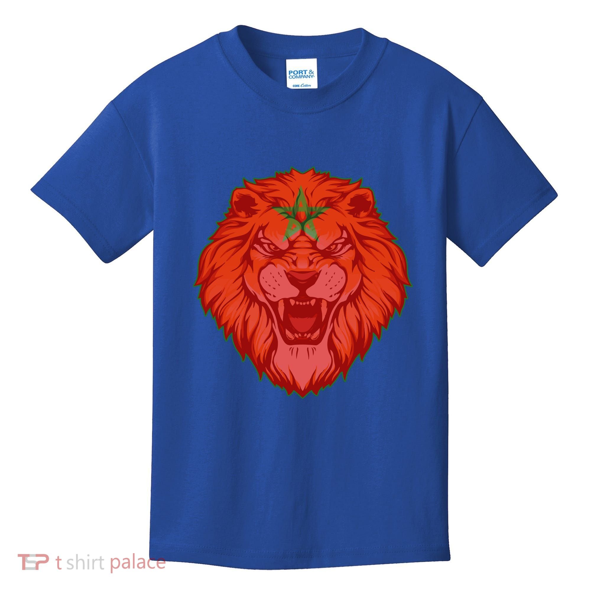 Lion Moroccan Soccer Supporter Morocco Flag Soccer Lover Gift Kids T-Shirt
