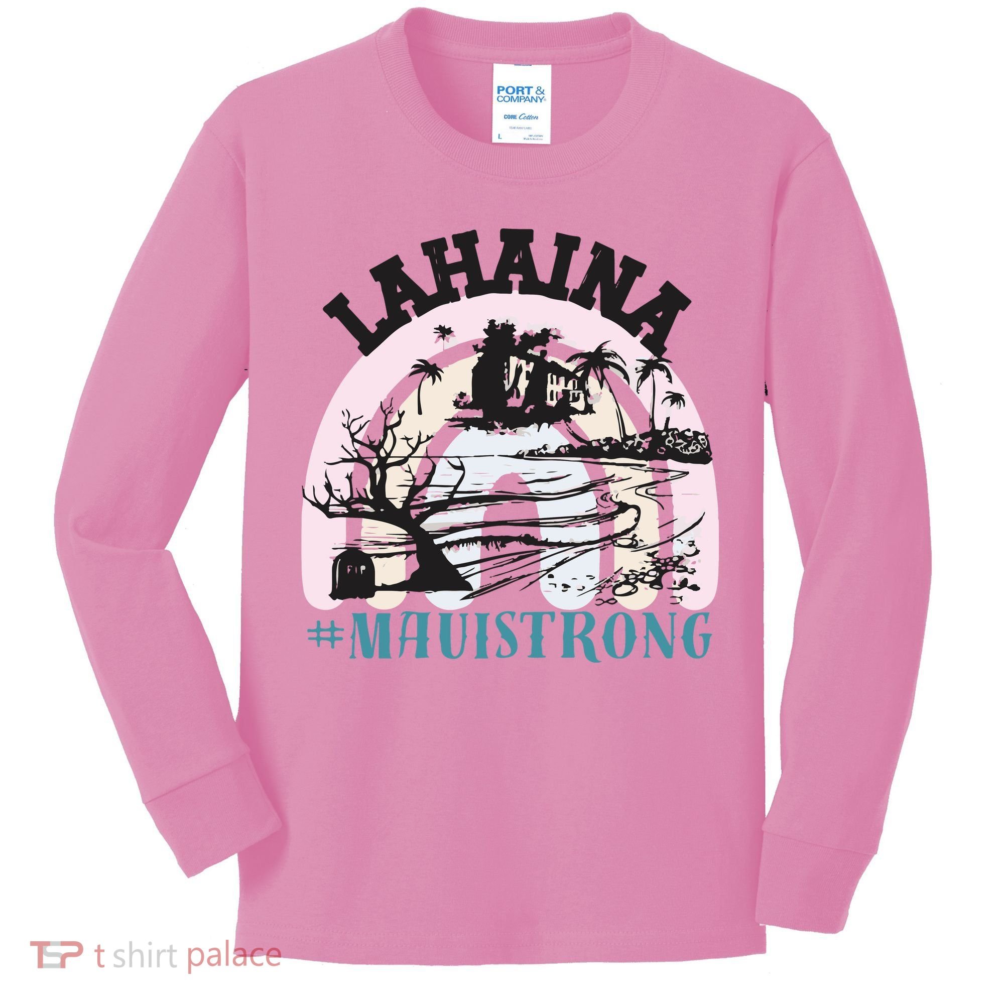 Lahaina Maui Strong Lahaina Banyan Tree Maui Hawaii Shoreline Kids Long Sleeve Shirt