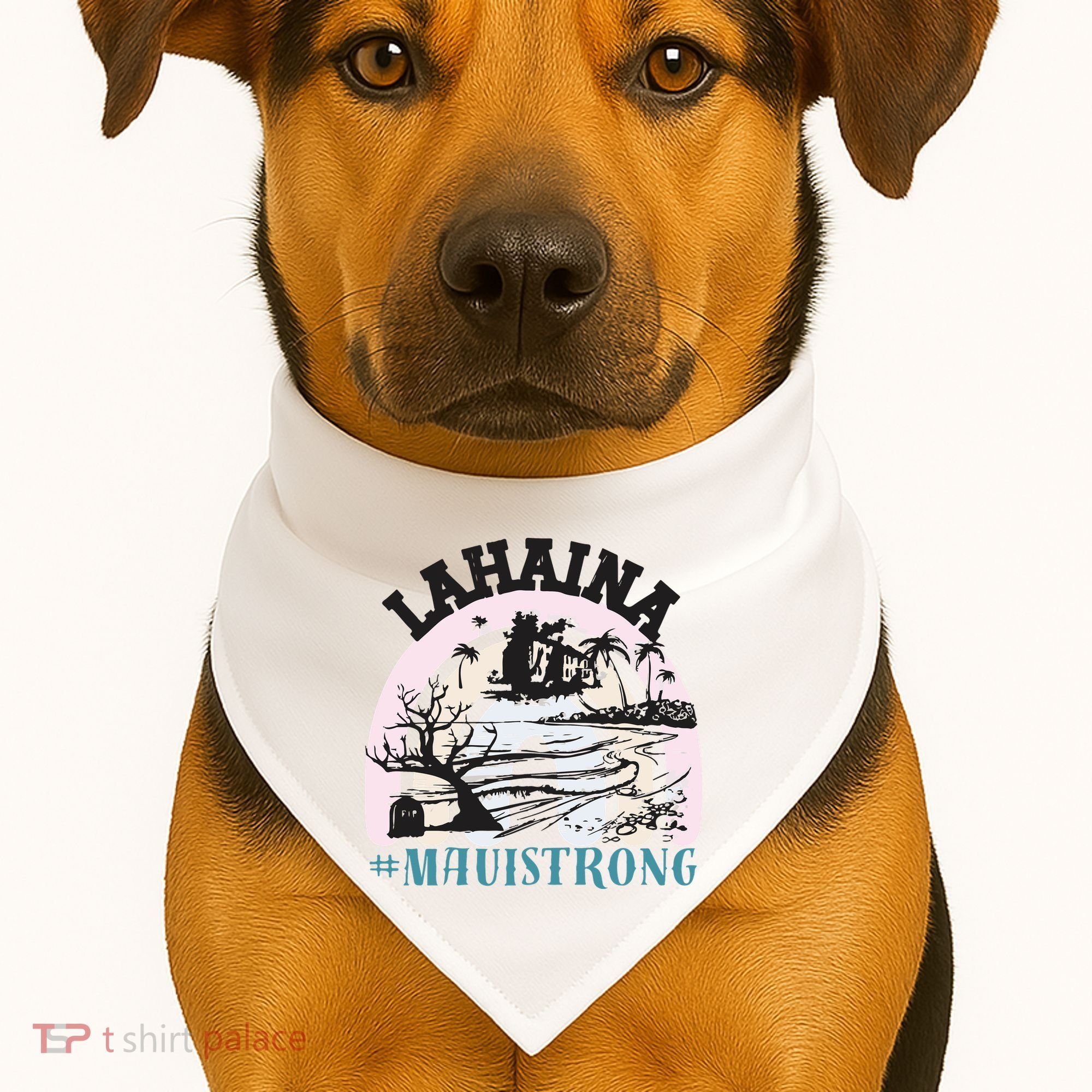 Lahaina Maui Strong Lahaina Banyan Tree Maui Hawaii Shoreline USA-Made Doggie Bandana
