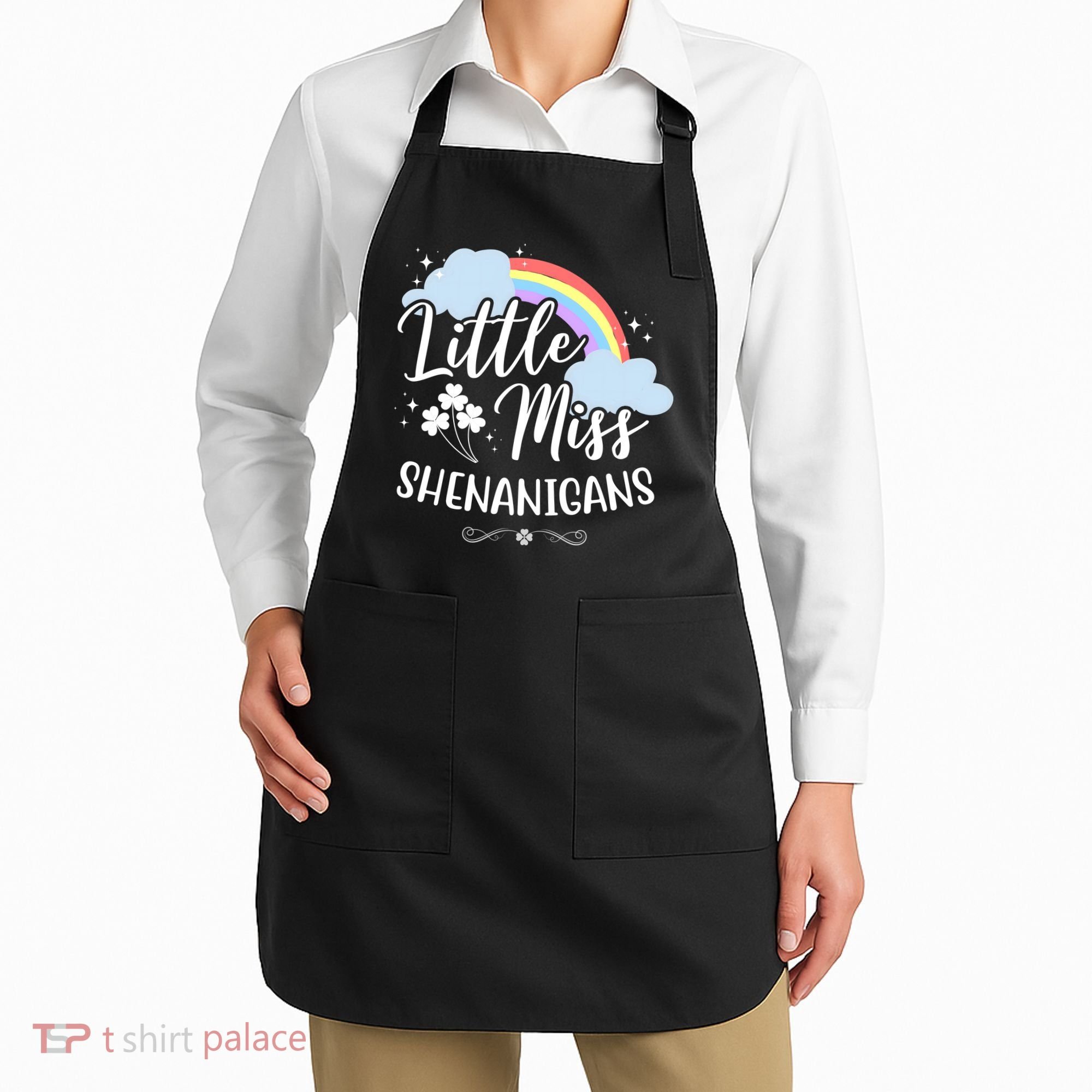 Little Miss Shenanigans St Patrick's Day Rainbow Apron
