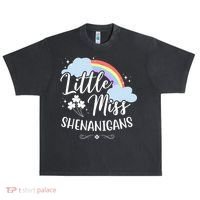 Little Miss Shenanigans St Patrick's Day Rainbow Urban Oversized Heavyweight T-Shirt thumb 0