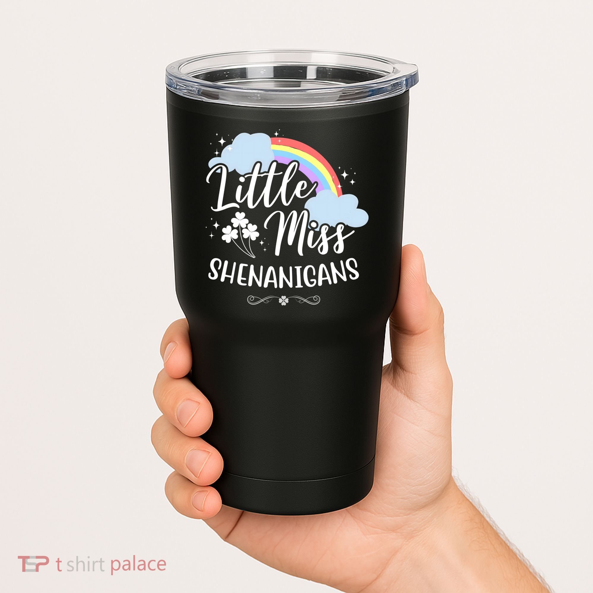 Little Miss Shenanigans St Patrick's Day Rainbow Tumbler