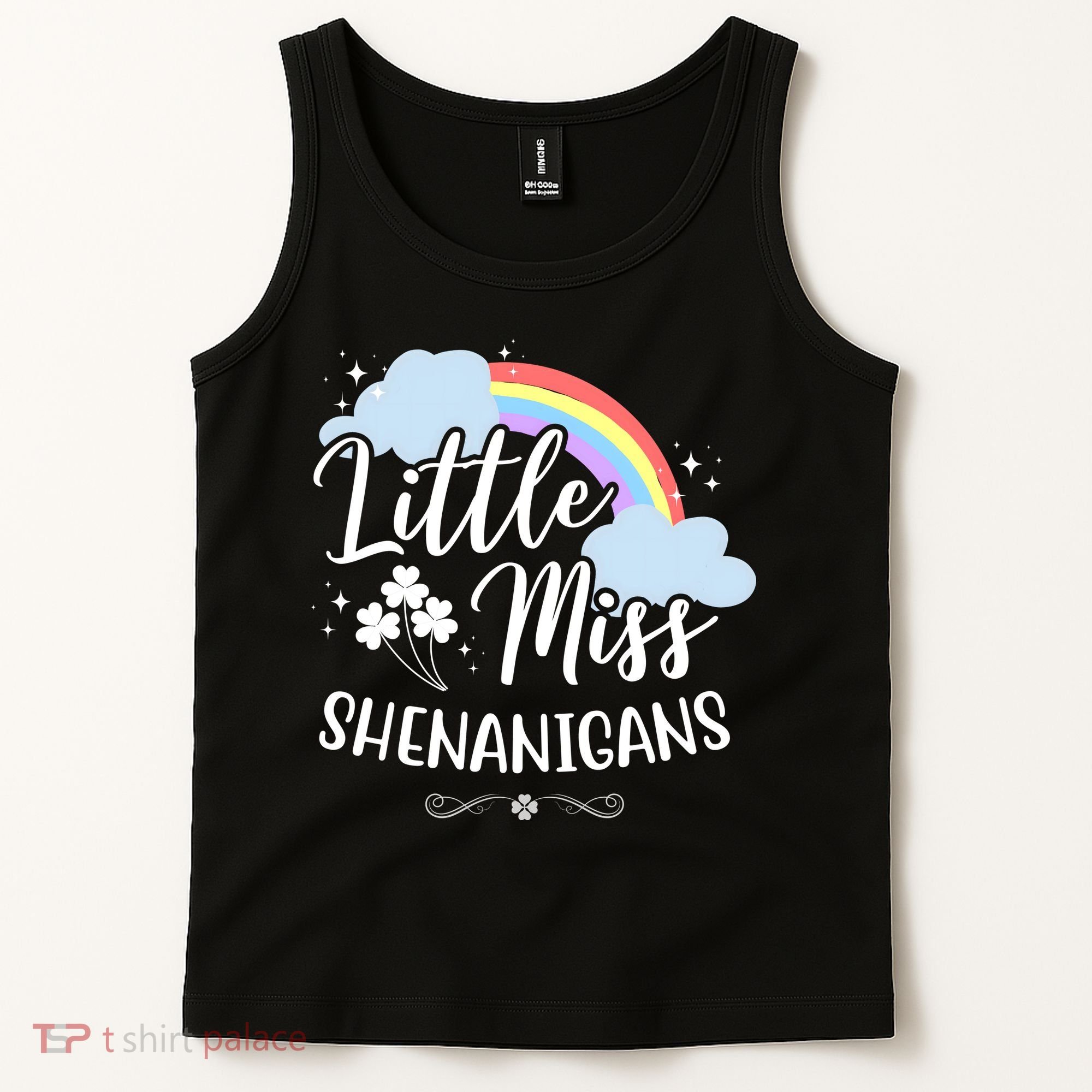 Little Miss Shenanigans St Patrick's Day Rainbow Tank Top