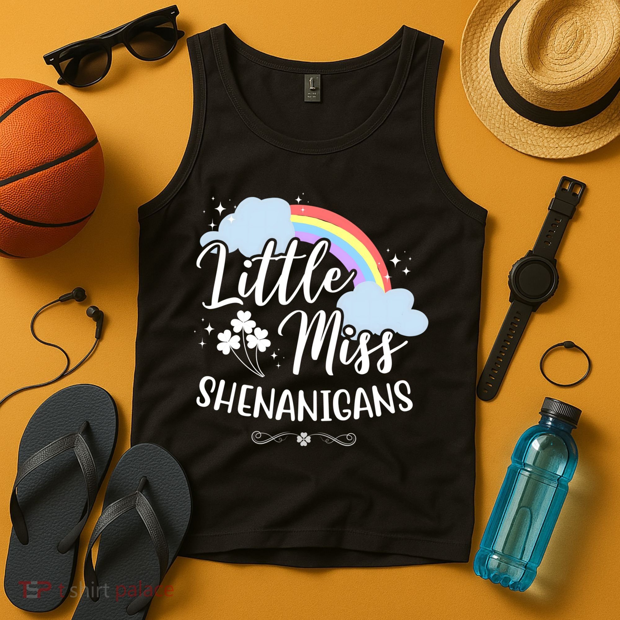 Little Miss Shenanigans St Patrick's Day Rainbow Tank Top