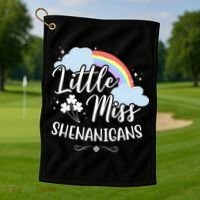 Little Miss Shenanigans St Patrick's Day Rainbow Golf Towel thumb 1