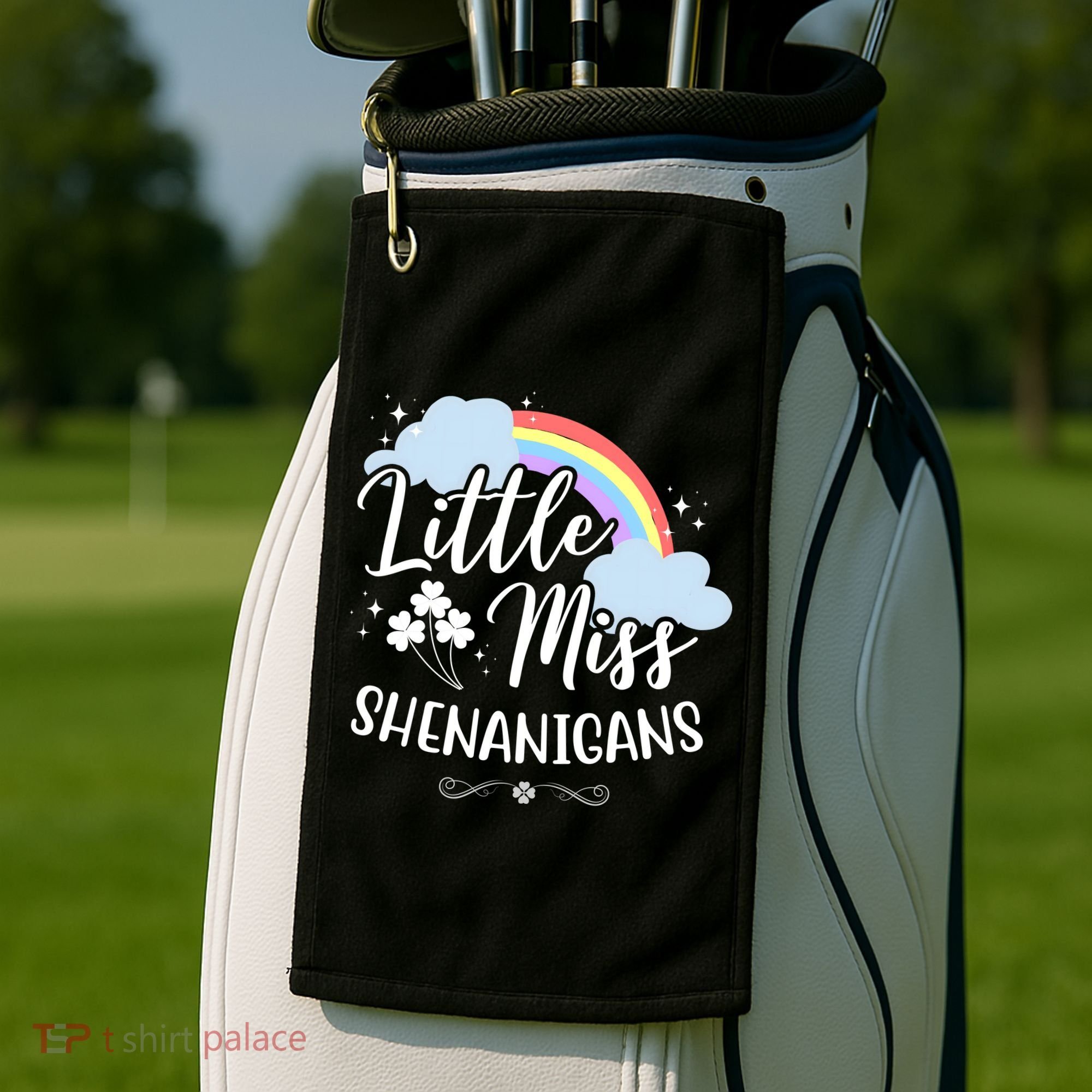 Little Miss Shenanigans St Patrick's Day Rainbow Golf Towel