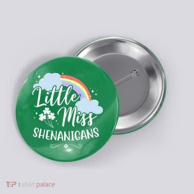 Little Miss Shenanigans St Patrick's Day Rainbow Button