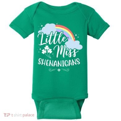 Little Miss Shenanigans St Patrick's Day Rainbow Baby Bodysuit