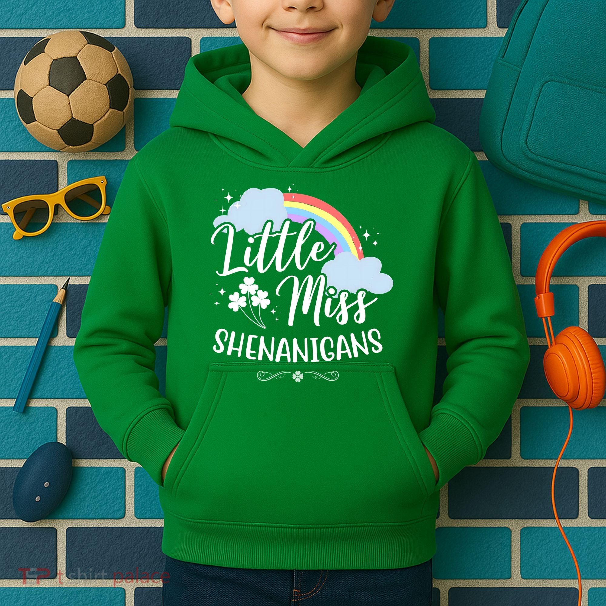 Little Miss Shenanigans St Patrick's Day Rainbow Kids Hoodie