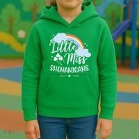 Little Miss Shenanigans St Patrick's Day Rainbow Kids Hoodie thumb 3