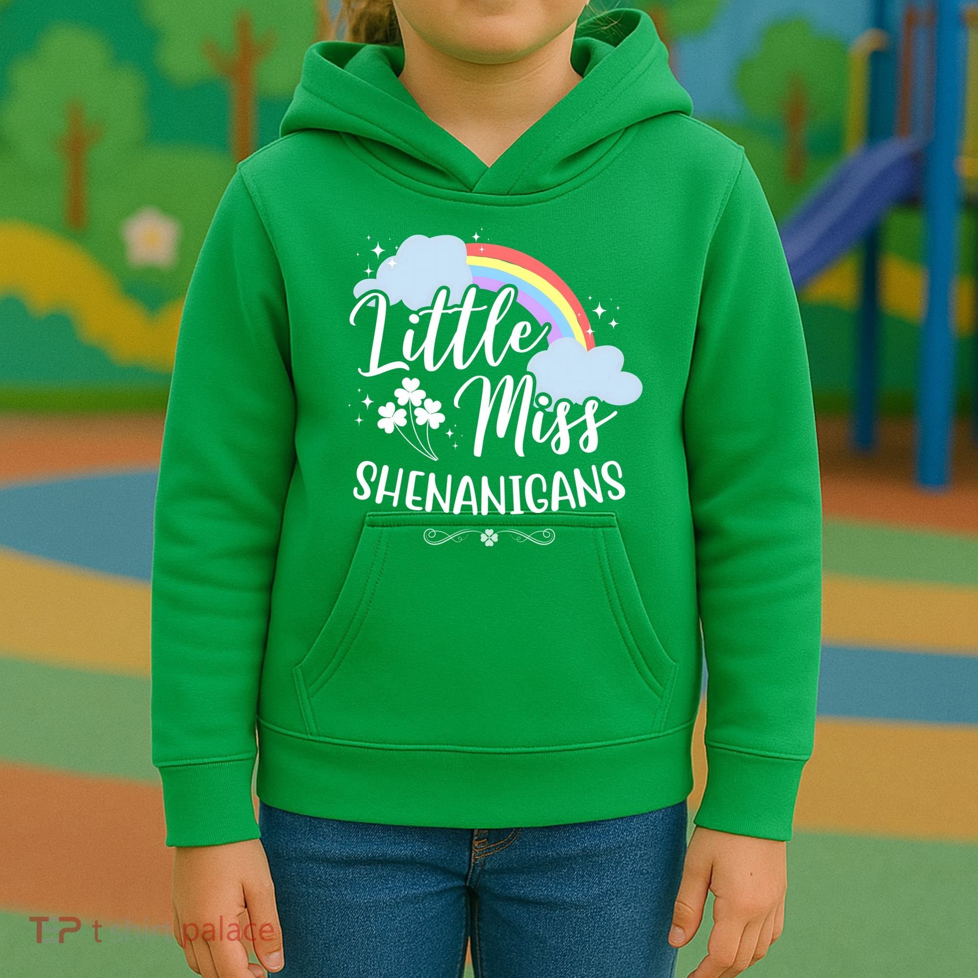 Little Miss Shenanigans St Patrick's Day Rainbow Kids Hoodie