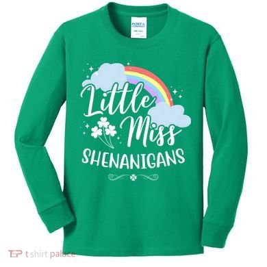 Little Miss Shenanigans St Patrick's Day Rainbow Kids Long Sleeve Shirt