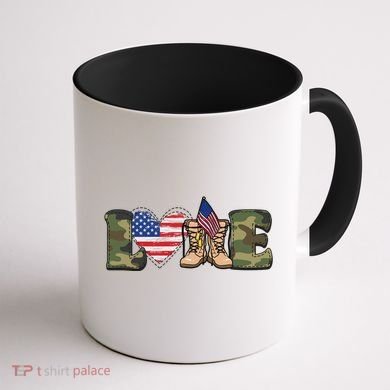 Love Military Support Your Troops And Arm Forces Coffee Mug back