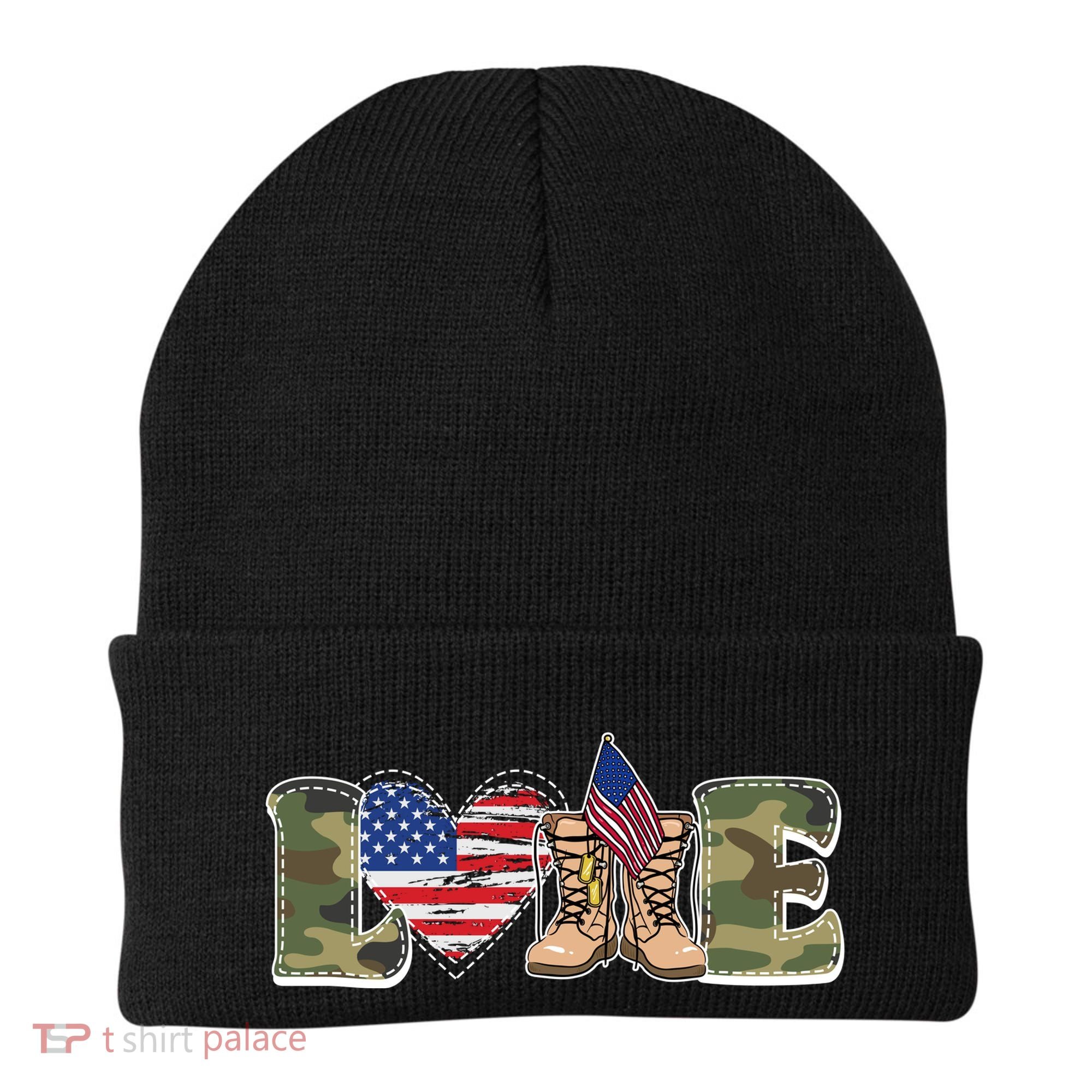 Love Military Support Your Troops And Arm Forces Beanie