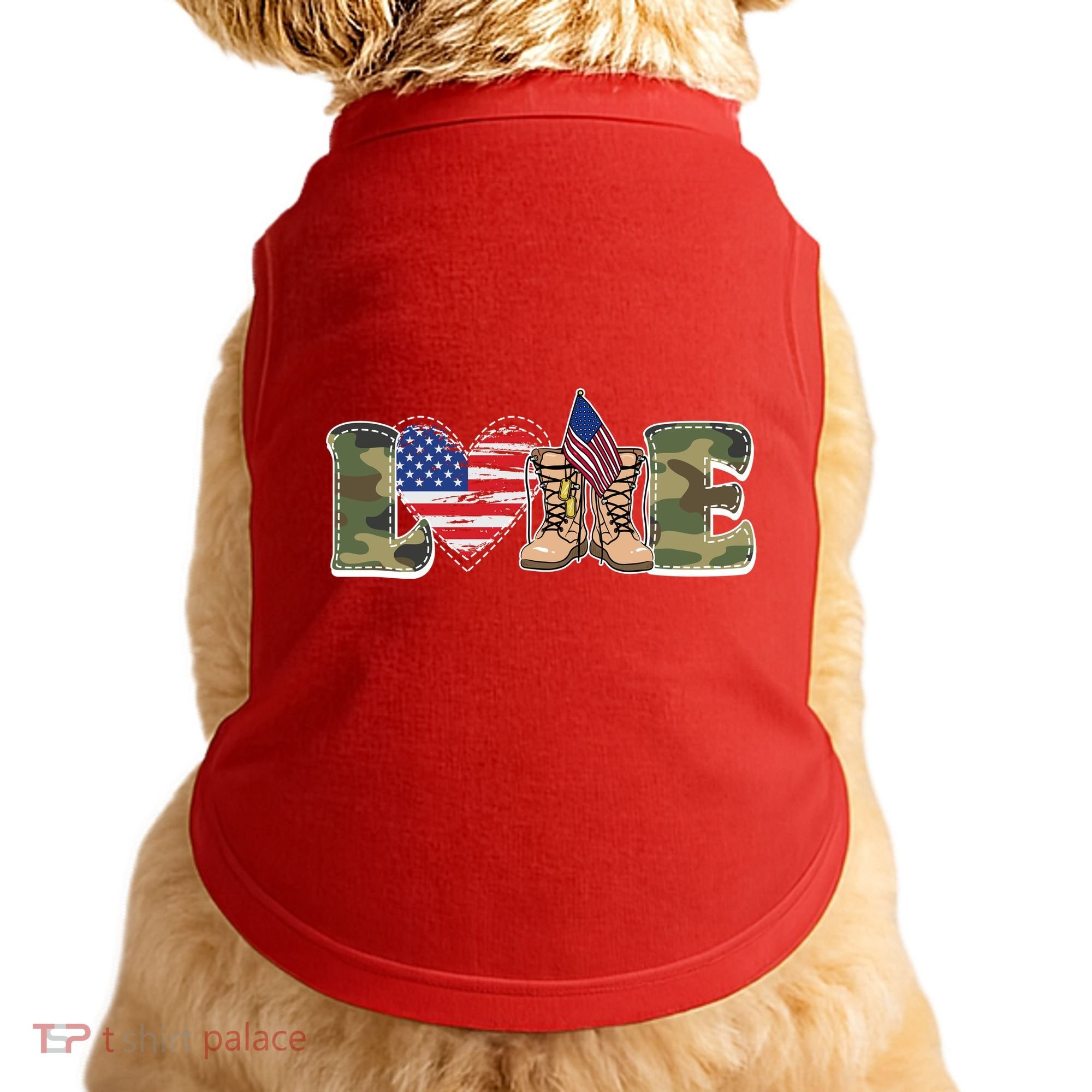 Love Military Support Your Troops And Arm Forces Doggie Tank