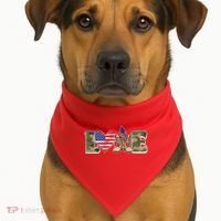 Love Military Support Your Troops And Arm Forces USA-Made Doggie Bandana thumb 1