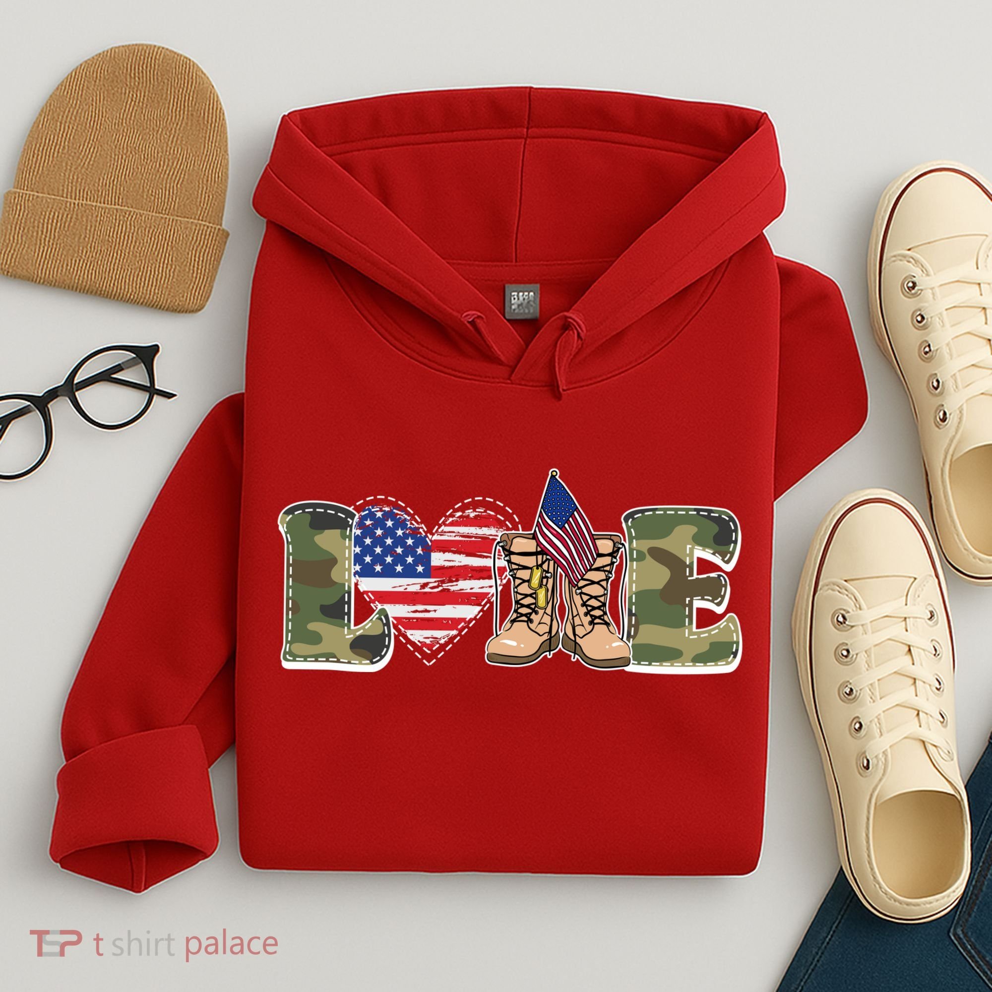 Love Military Support Your Troops And Arm Forces Hoodie