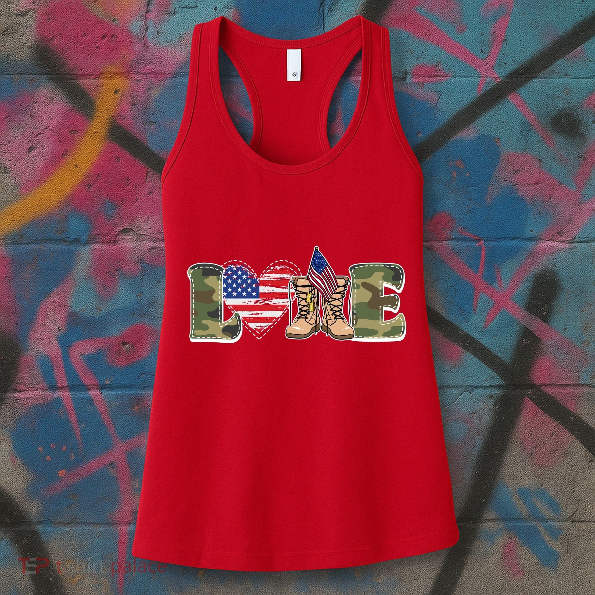 Love Military Support Your Troops And Arm Forces Women's Tank Top