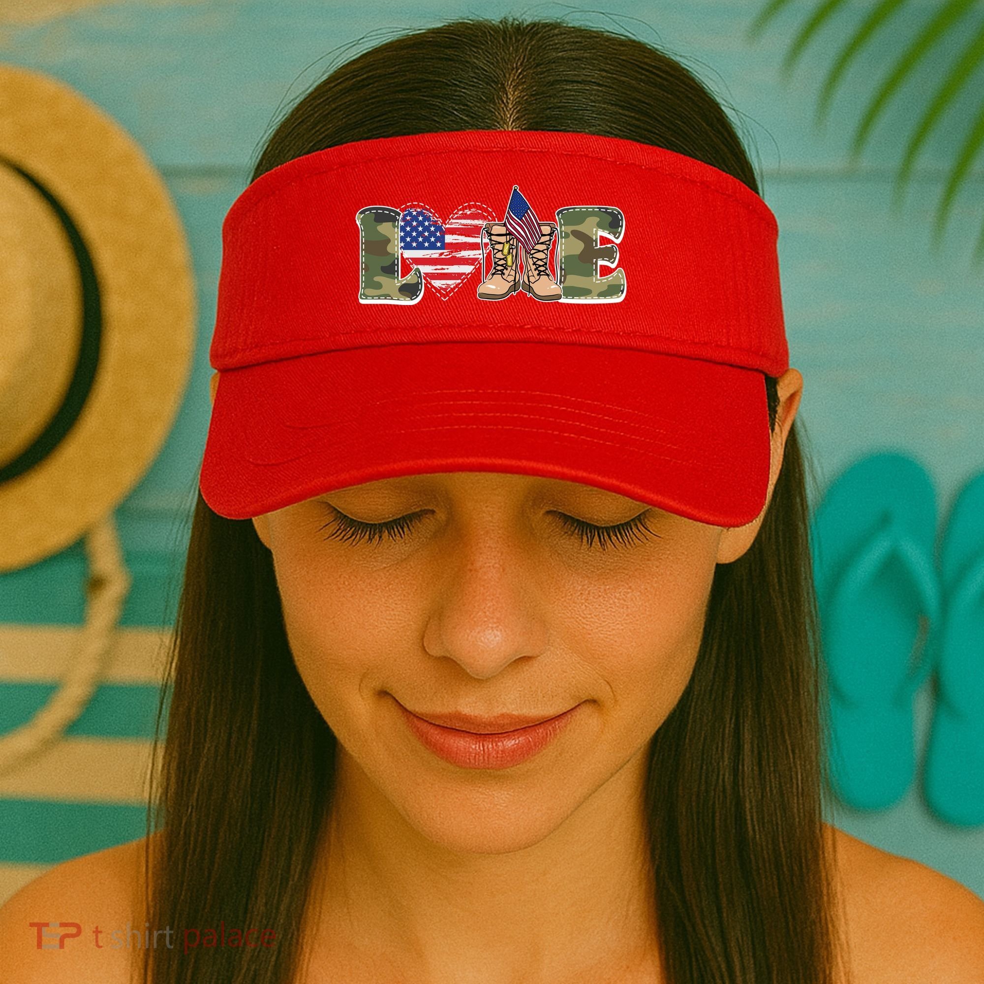 Love Military Support Your Troops And Arm Forces Visor