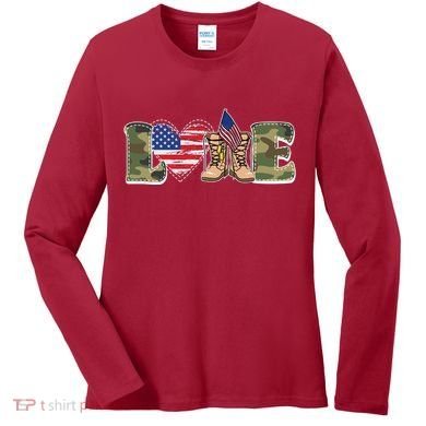 Love Military Support Your Troops And Arm Forces Women's Long Sleeve Shirt